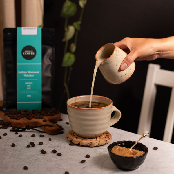 Brewing coffee using a cafetiere.